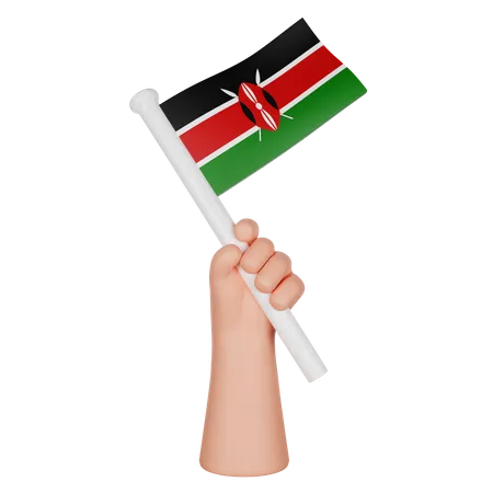 Main tenant un drapeau du Kenya  3D Icon