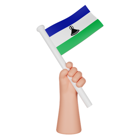 Main tenant un drapeau du Lesotho  3D Icon