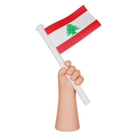 Main tenant un drapeau du liban  3D Icon