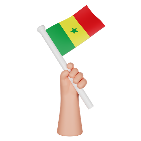 Main tenant un drapeau du Sénégal  3D Icon