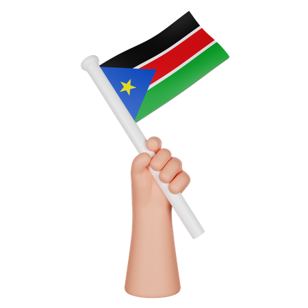 Main tenant un drapeau du Soudan du Sud  3D Icon
