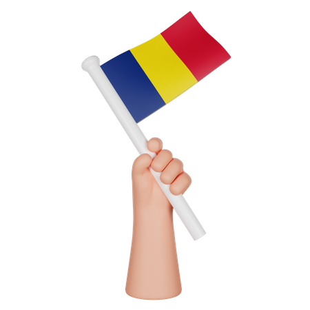Main tenant un drapeau du tchad  3D Icon