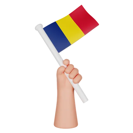 Main tenant un drapeau du tchad  3D Icon