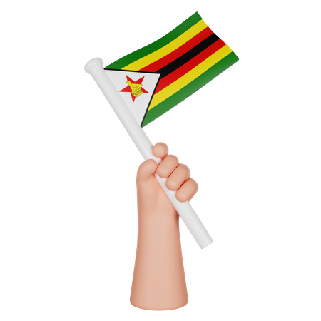 Main tenant un drapeau du Zimbabwe  3D Icon