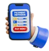 main tenant un smartphone affichant les méthodes de paiement