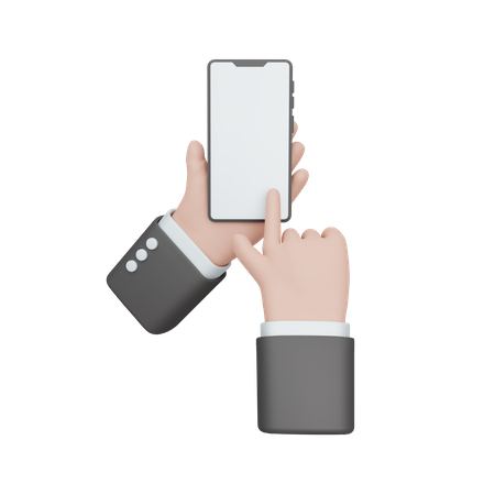 Main tenant un smartphone avec écran tactile vierge  3D Illustration