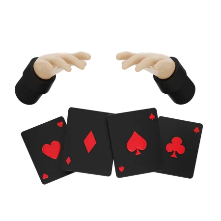 Main tenant une carte de poker noire  3D Icon