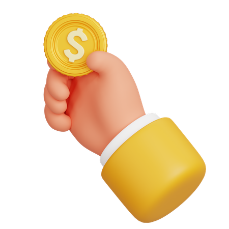 Main tenant une pièce d'un dollar  3D Icon