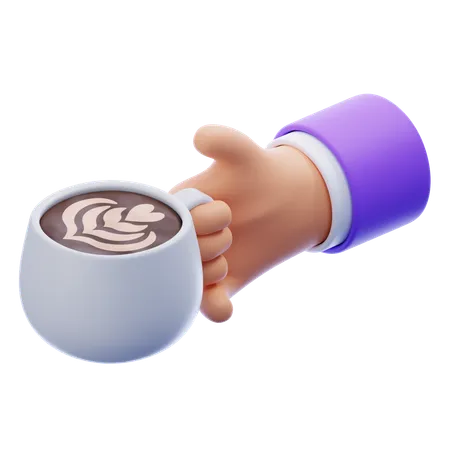 Main tenant une tasse de café  3D Icon