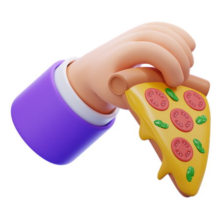 Main tenant une tranche de pizza  3D Icon