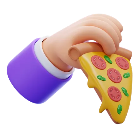 Main tenant une tranche de pizza  3D Icon