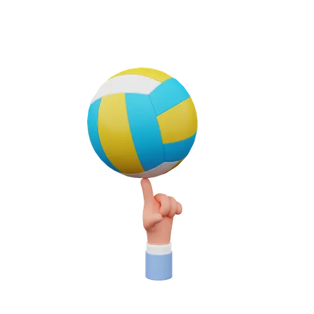 Main tenant un ballon de volley  3D Illustration