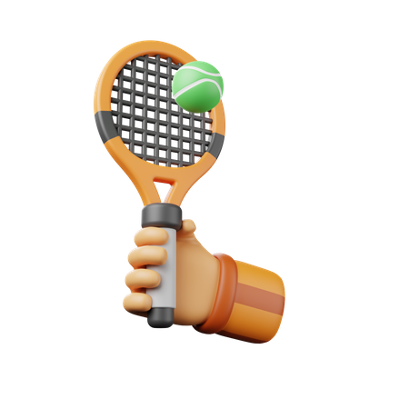 Tenir la main du tennis  3D Illustration