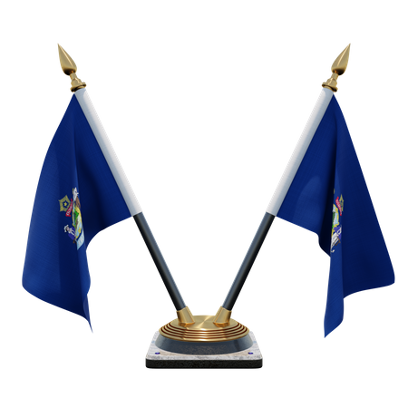 Maine Double Desk Flag Stand  3D Flag