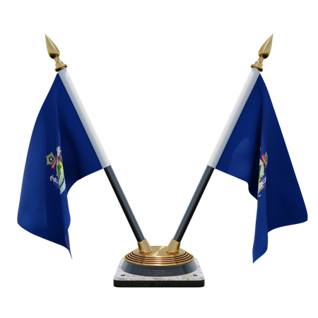 Maine Double (V) Desk Flag Stand  3D Icon