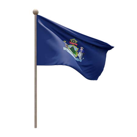 Maine Flag Pole  3D Flag