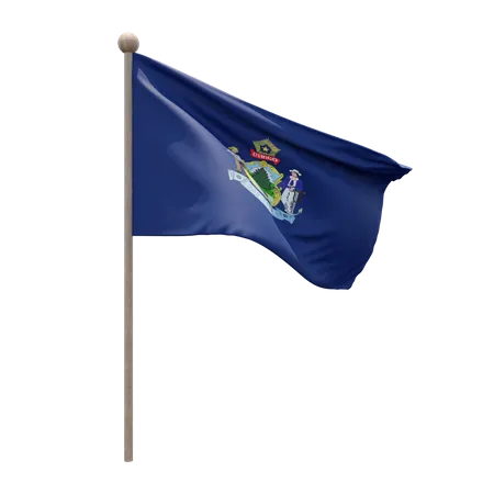 Maine Flag Pole  3D Flag