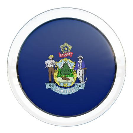 Maine Round Flag  3D Icon