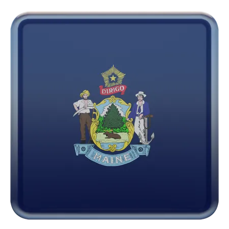 Maine Square Flag  3D Icon