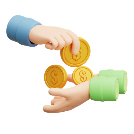Mains échangeant des pièces  3D Icon
