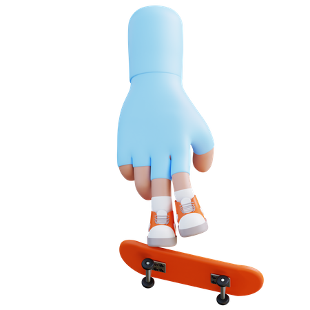 Mains jouant au skateboard  3D Icon