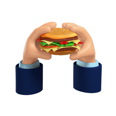 Mains tenant un cheeseburger  3D Illustration