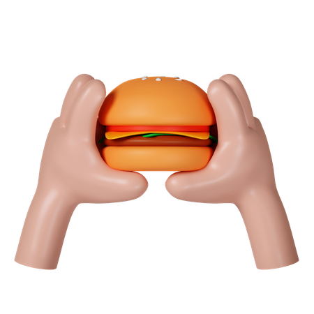 Mains tenant un hamburger  3D Icon