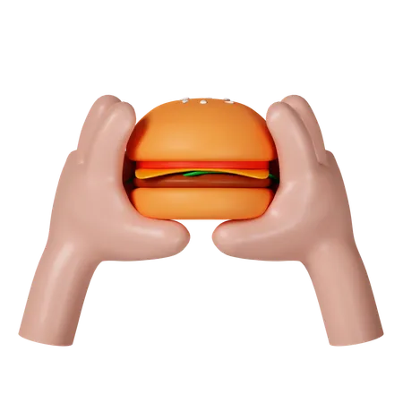 Mains tenant un hamburger  3D Icon