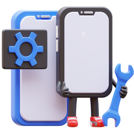 Application mobile de maintenance des personnages du smartphone  3D Illustration