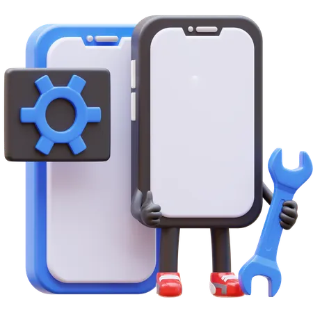 Application mobile de maintenance des personnages du smartphone  3D Illustration