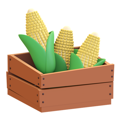 Icône de maïs dans la boîte  3D Illustration