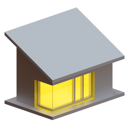 Maison à demi toit  3D Icon
