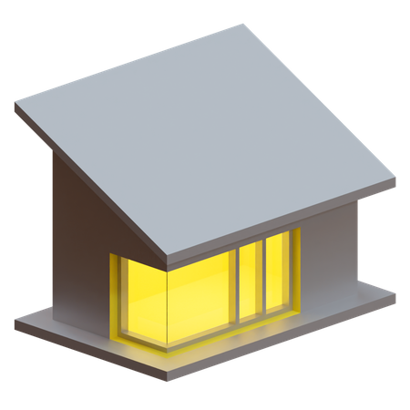 Maison à demi toit  3D Illustration