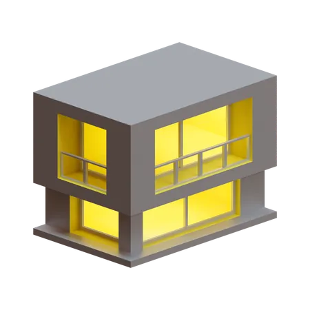 Maison avec Balcon  3D Illustration