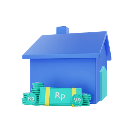 Maison avec de l'argent Rupiah  3D Illustration