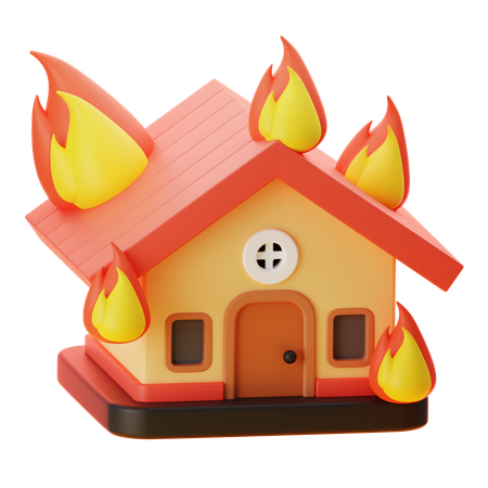 Maison en feu  3D Icon