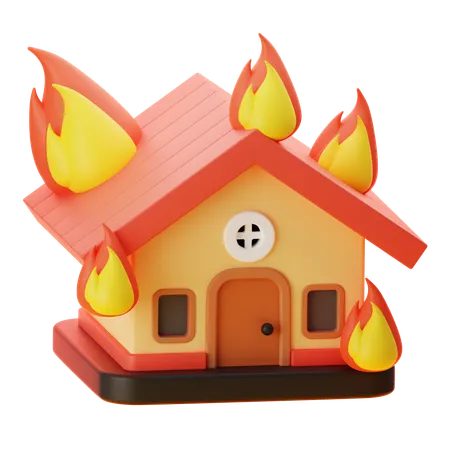 Maison en feu  3D Icon