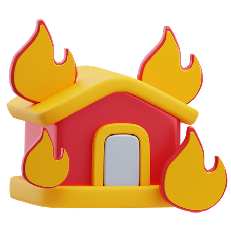 Maison en feu  3D Icon
