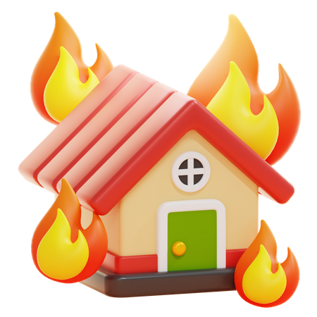 Maison en feu  3D Icon