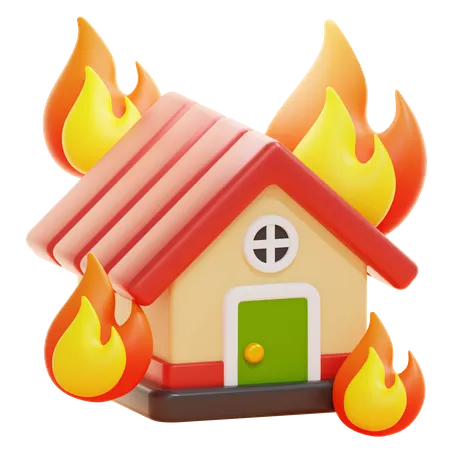 Maison en feu  3D Icon