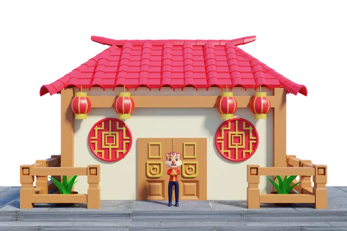 Rendu 3 D Du Concept Du Temple Du Nouvel An Chinois 3D Illustration