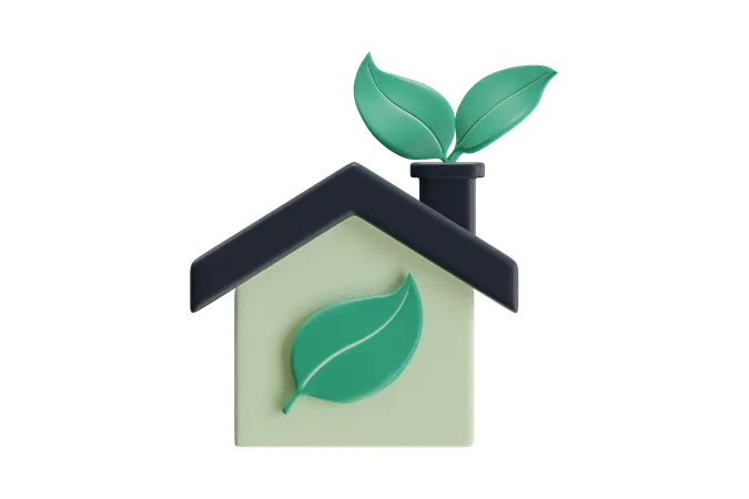 Maison écologique  3D Icon