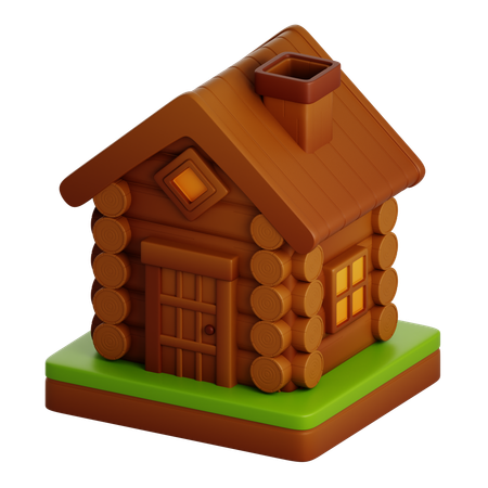 Maison en bois  3D Icon