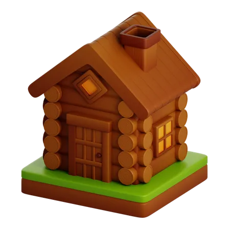 Maison en bois  3D Icon