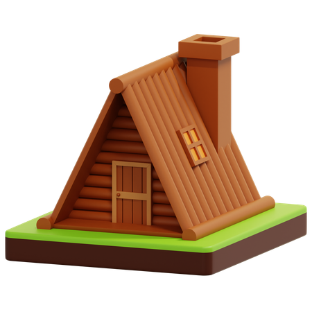 Maison en bois  3D Icon