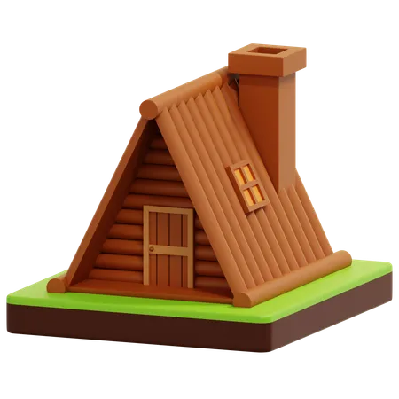 Maison en bois  3D Icon