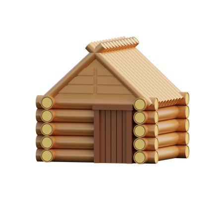 Maison en bois  3D Illustration