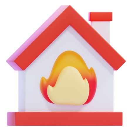 Maison en flammes  3D Icon