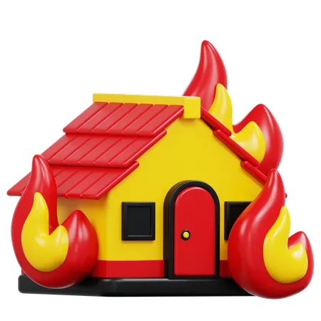 Maison en flammes  3D Icon