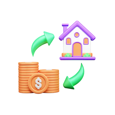 Maison et argent  3D Icon